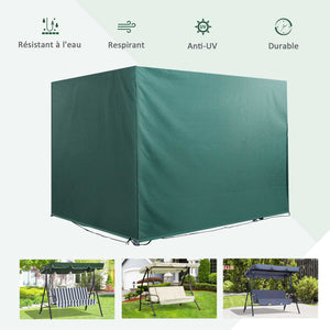 Housse de Protection balancelle de Jardin bâche étanche dim. 2,15L x 1,55l x 1,5H m PE Vert