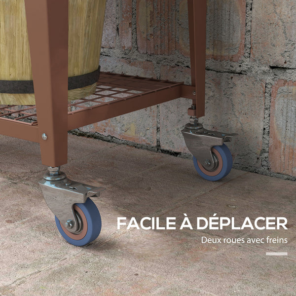 Jardinière surélevée potager avec bâche transparente, mini serre de jardin, 2 roulettes et 1 étagère inférieure pour légumes, fleurs, potager, dim. 80L x 40l x 120H cm, marron