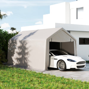 Carport tente de garage 3 x 5,2 m, abri voiture extérieur, tente de stockage avec porte enroulable amovible, carport pour voiture, camion, bateau, gris