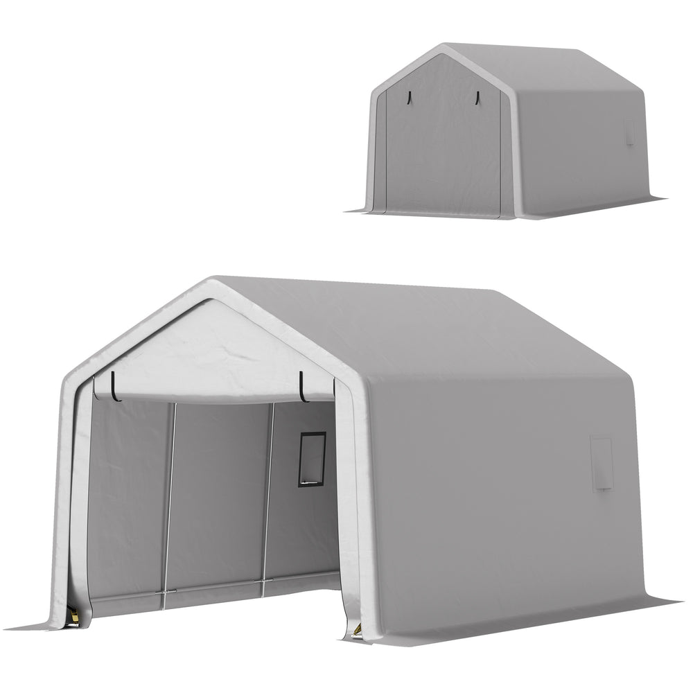 Carport tente de garage 3 x 5,2 m, abri voiture extérieur, tente de stockage avec porte enroulable amovible, carport pour voiture, camion, bateau, gris