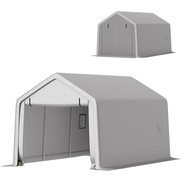Carport tente de garage 3 x 5,2 m, abri voiture extérieur, tente de stockage avec porte enroulable amovible, carport pour voiture, camion, bateau, gris