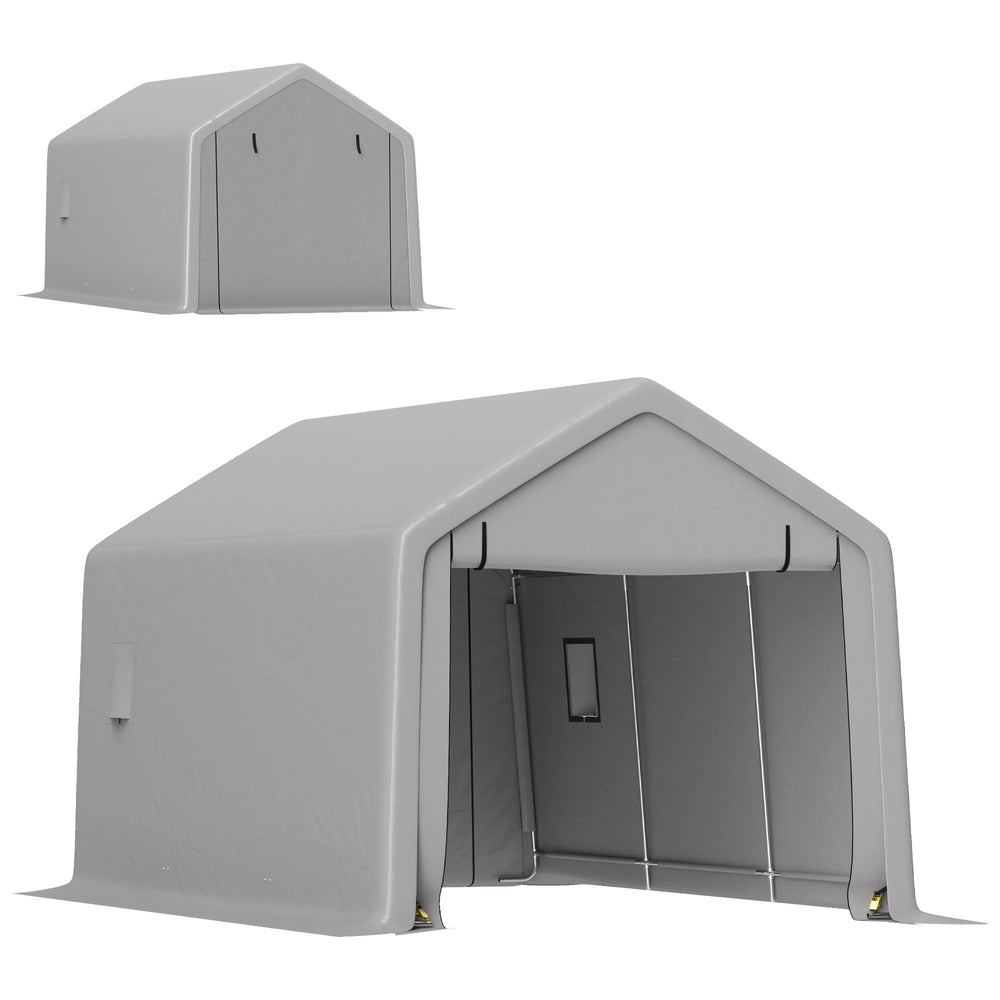 Carport tente de garage 3 x 5,2 m, abri voiture extérieur, tente de stockage avec porte enroulable amovible, carport pour voiture, camion, bateau, gris