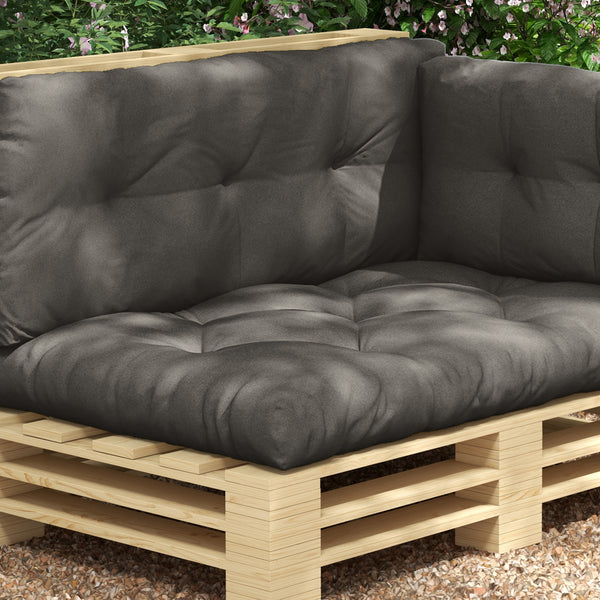 Ensemble de 3 coussins d'extérieur pour banquette canapé 1 coussin d'assise 1 coussins de dossier et 1 coussin latéral gris
