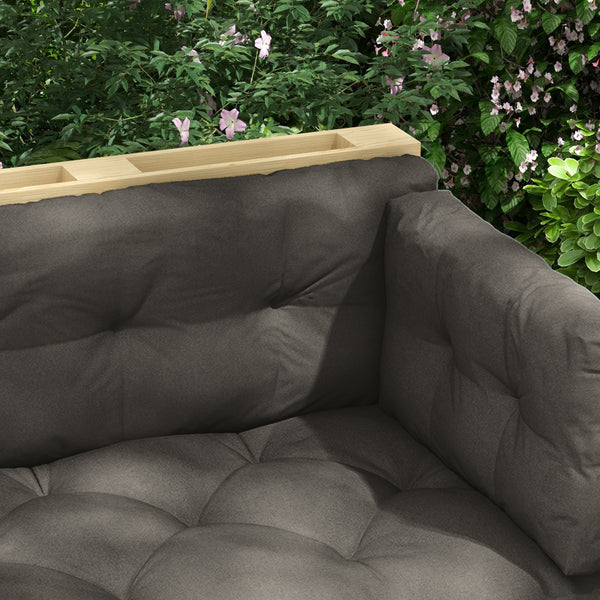 Ensemble de 3 coussins d'extérieur pour banquette canapé 1 coussin d'assise 1 coussins de dossier et 1 coussin latéral gris