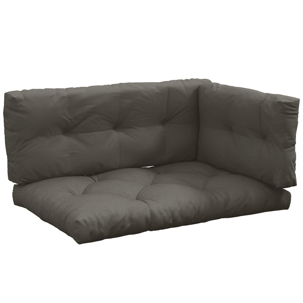 Ensemble de 3 coussins d'extérieur pour banquette canapé 1 coussin d'assise 1 coussins de dossier et 1 coussin latéral gris