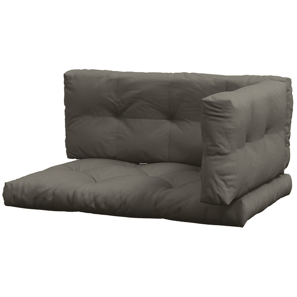 Ensemble de 3 coussins d'extérieur pour banquette canapé 1 coussin d'assise 1 coussins de dossier et 1 coussin latéral gris
