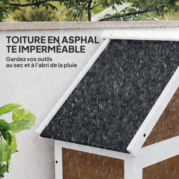 Abri de jardin + armoire de rangement en bois, cabane de jardin extérieur intérieur avec toit incliné en asphalte, étagères et portes verrouillables, armoire à outils pour balcon, naturel