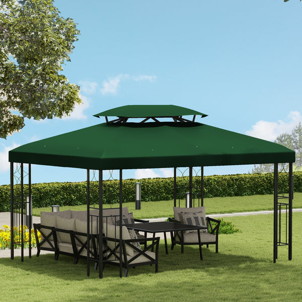 Toile de rechange pour pavillon tonnelle tente 3 x 4 m polyester haute densité 180 g/m² vert