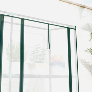 Serre de jardin PE avec étagères 3 niveaux, serre de balcon, bâche renforcée 140 g/m², châssis en acier, 2 portes zippées enroulables, pour légumes plantes fleurs, 215 x 46 x 151 cm, blanc