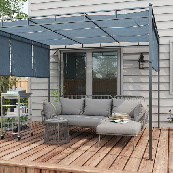 Salon de jardin extérieur d'angle moduable 4 places en résine tressée canapé de jardin extérieur avec table basse coussins grand confort inclus gris