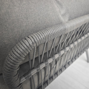 Salon de jardin extérieur d'angle moduable 4 places en résine tressée canapé de jardin extérieur avec table basse coussins grand confort inclus gris