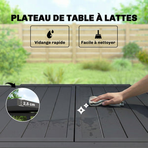 Table de jardin extensible en aluminium - table extérieur 4-6 personnes avec rallonge auto-stockée - mobilier de jardin résistant aux intempéries pour terrasse et balcon, 80-160 x 80 cm, noir