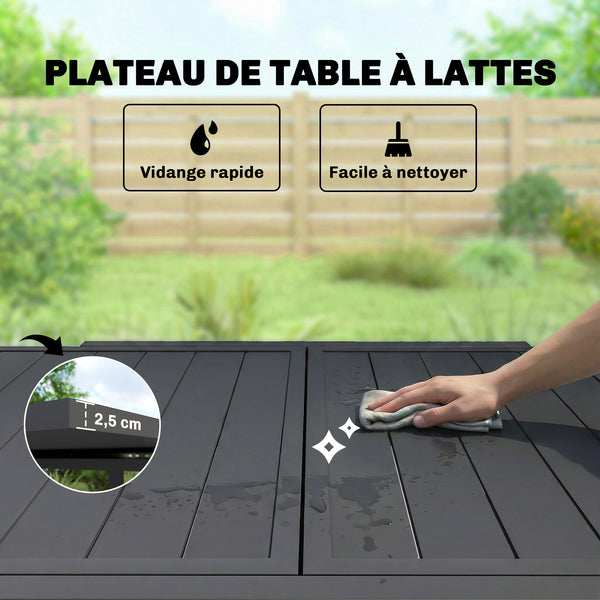 Table de jardin extensible en aluminium - table extérieur 4-6 personnes avec rallonge auto-stockée - mobilier de jardin résistant aux intempéries pour terrasse et balcon, 80-160 x 80 cm, noir
