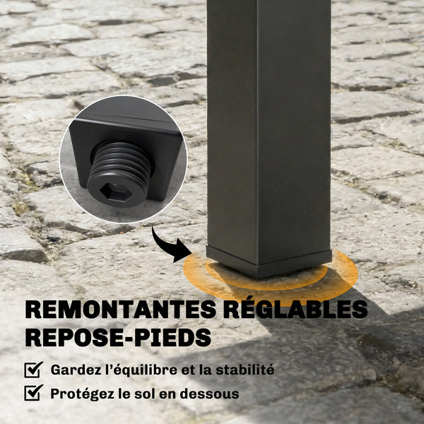 Table de jardin extensible en aluminium - table extérieur 4-6 personnes avec rallonge auto-stockée - mobilier de jardin résistant aux intempéries pour terrasse et balcon, 80-160 x 80 cm, noir