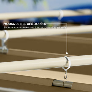 Pergola Rétractable Coulissante 3 x 3 m, tonnelle de Jardin à fixation magnétique Tissu Polyester Haute densité 180g/m² résistant aux UV, pour patios, jardin, terrasse, arrière-cours, kaki