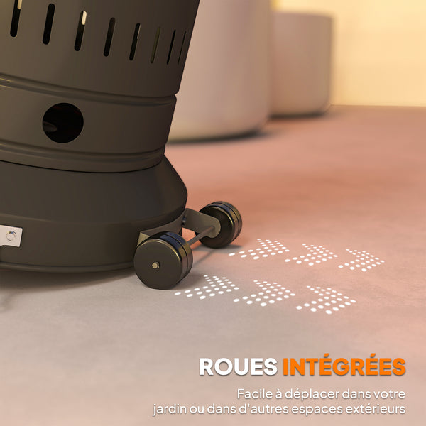 Chauffage exterieur terrasse, parasol chauffant gaz portable 11 KW niveaux de chauffe réglable avec protection anti-basculement et roulettes pour jardin, surface chauffable 7 m², noir