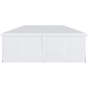 Tonnelle de jardin pliante 6 x 3 m tonnelle de jardin extérieure barnum pliant pop-up imperméabilisé 4 parois latérales amovibles 4 fenêtres + sac de transport blanc