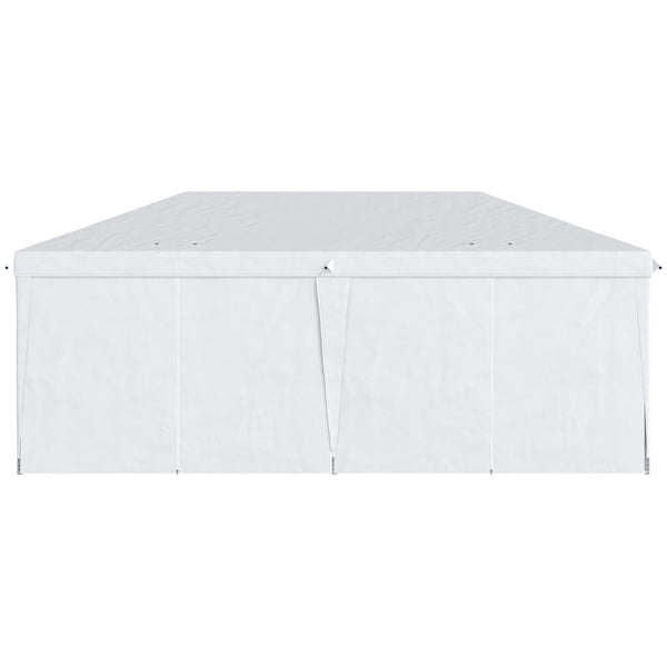 Tonnelle de jardin pliante 6 x 3 m tonnelle de jardin extérieure barnum pliant pop-up imperméabilisé 4 parois latérales amovibles 4 fenêtres + sac de transport blanc