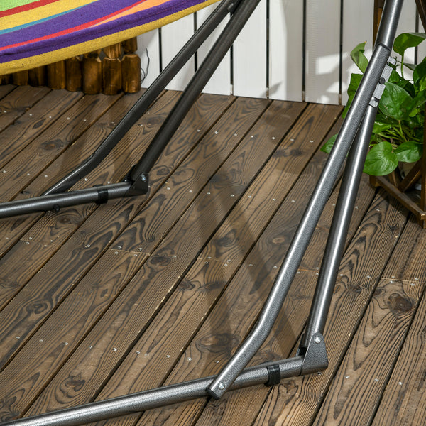 Hamac de jardin pliable étendoir à linge avec support incurvé en métal époxy hamac sur pied 1 place charge max. 120 Kg dim. 270L x 100l x 94Hcm