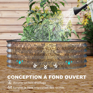 Lot de 2 jardinières surélevées galvanisées en acier, kit de lits de jardin, bordure en caoutchouc et fond ouvert, pour légumes, fruits, fleurs, 152 x 91 x 30 cm, argent
