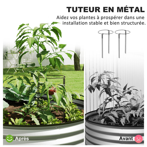Lot de 2 jardinières surélevées galvanisées en acier, kit de lits de jardin, bordure en caoutchouc et fond ouvert, pour légumes, fruits, fleurs, 152 x 91 x 30 cm, argent