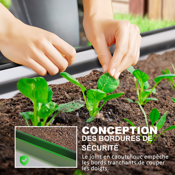Lot de 2 jardinières surélevées galvanisées en acier, kit de lits de jardin, bordure en caoutchouc et fond ouvert, pour légumes, fruits, fleurs, 152 x 91 x 30 cm, argent