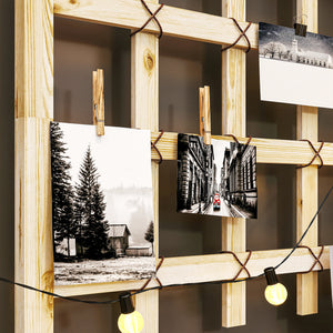 Jardinière avec treillis, bac à fleurs avec roues, lit surélevé, pour plantes grimpantes, légumes, fleurs, bois massif, intérieur et extérieur, cour jardin balcon, 82,5x35x186cm, bois naturel