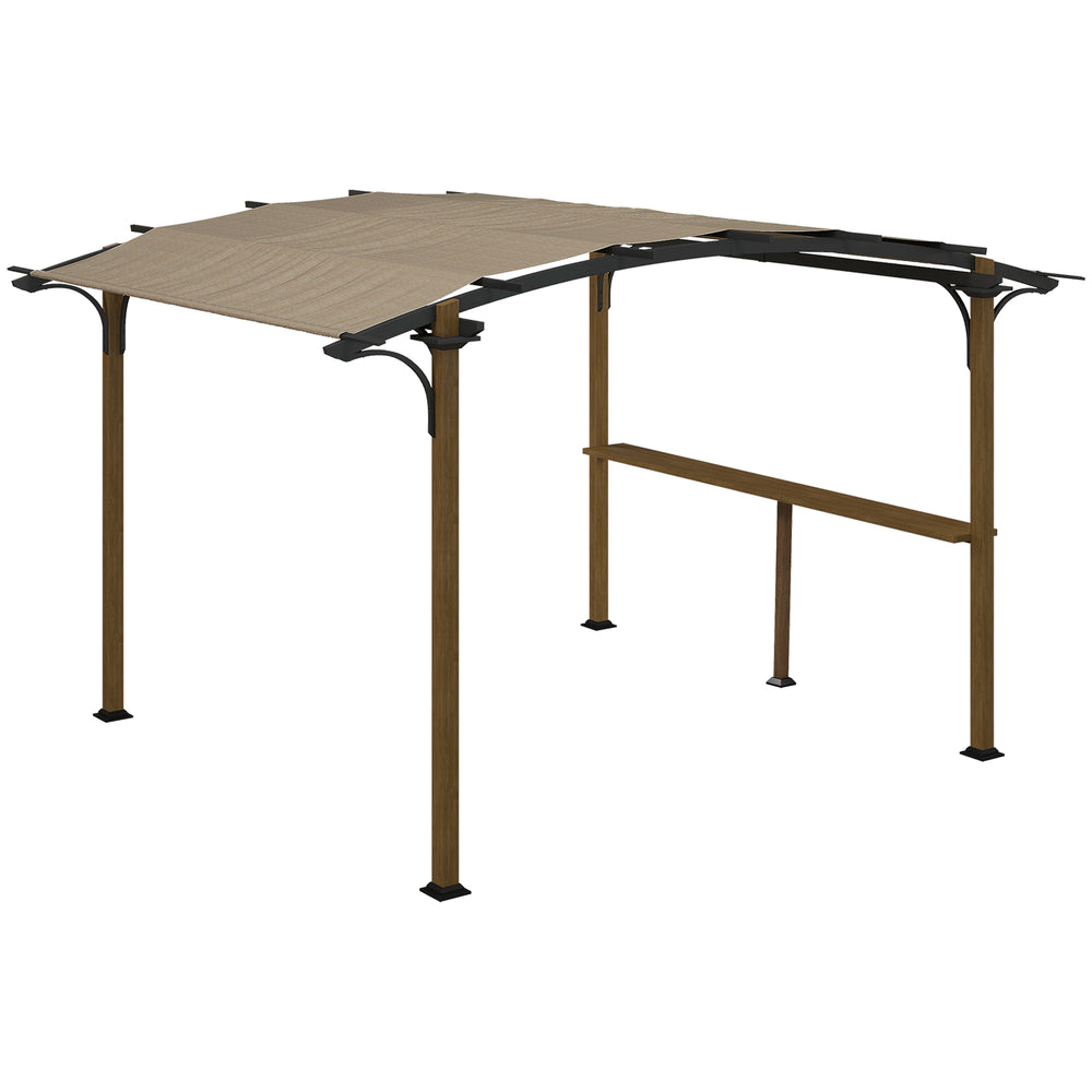 Pergola tonnelle de jardin avec comptoir toit en forme d'arche protection UV - cadre en aluminium et acier - dim. 406L x 260l x 239H cm