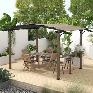 Pergola tonnelle de jardin avec comptoir toit en forme d'arche protection UV - cadre en aluminium et acier - dim. 406L x 260l x 239H cm
