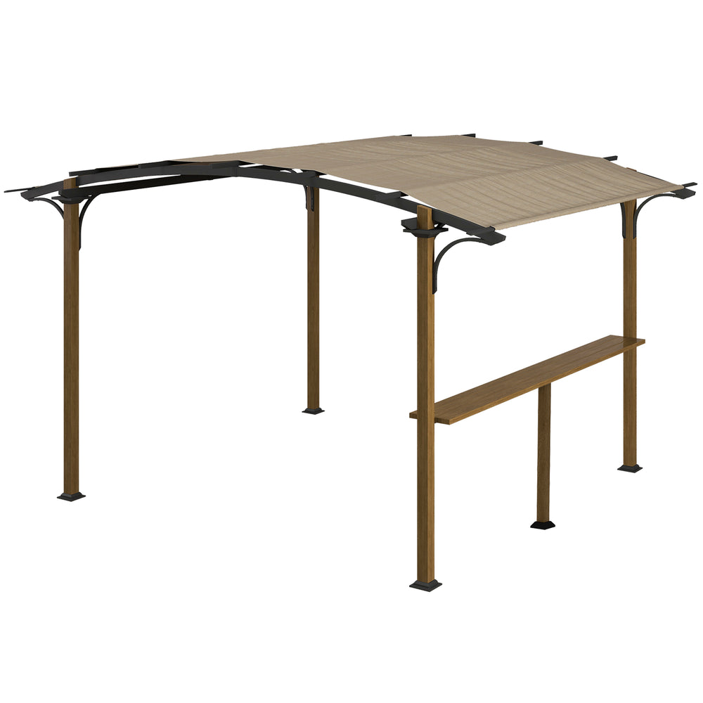 Pergola tonnelle de jardin avec comptoir toit en forme d'arche protection UV - cadre en aluminium et acier - dim. 406L x 260l x 239H cm
