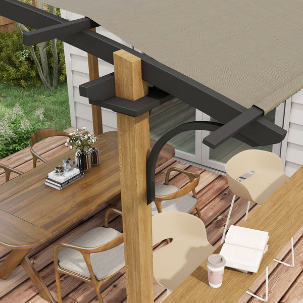 Pergola tonnelle de jardin avec comptoir toit en forme d'arche protection UV - cadre en aluminium et acier - dim. 406L x 260l x 239H cm