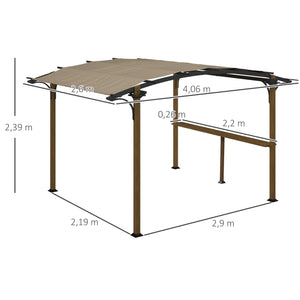 Pergola tonnelle de jardin avec comptoir toit en forme d'arche protection UV - cadre en aluminium et acier - dim. 406L x 260l x 239H cm