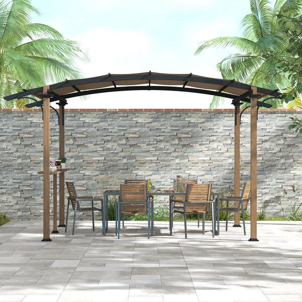 Pergola tonnelle de jardin avec comptoir toit en forme d'arche protection UV - cadre en aluminium et acier - dim. 406L x 260l x 239H cm