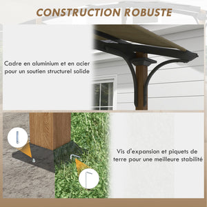 Pergola tonnelle de jardin avec comptoir toit en forme d'arche protection UV - cadre en aluminium et acier - dim. 406L x 260l x 239H cm