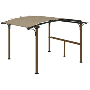 Pergola tonnelle de jardin avec comptoir toit en forme d'arche protection UV - cadre en aluminium et acier - dim. 406L x 260l x 239H cm