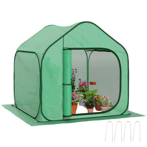 Mini serre pop-up, petite serre de jardin pour légumes, plante, fleurs, avec porte à fermeture éclair, tente d'hivernage en PE, pour intérieur extérieur, 150 x 148 x 148 cm, vert