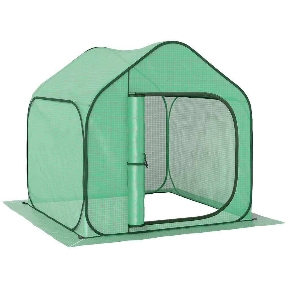 Mini serre pop-up, petite serre de jardin pour légumes, plante, fleurs, avec porte à fermeture éclair, tente d'hivernage en PE, pour intérieur extérieur, 150 x 148 x 148 cm, vert