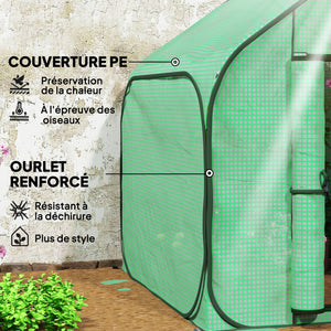 Mini serre pop-up, petite serre de jardin pour légumes, plante, fleurs, avec porte à fermeture éclair, tente d'hivernage en PE, pour intérieur extérieur, 150 x 148 x 148 cm, vert