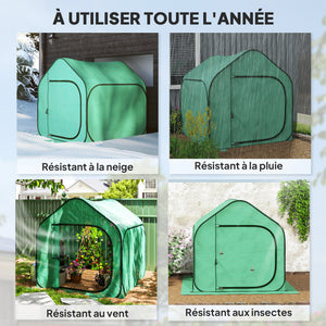 Mini serre pop-up, petite serre de jardin pour légumes, plante, fleurs, avec porte à fermeture éclair, tente d'hivernage en PE, pour intérieur extérieur, 150 x 148 x 148 cm, vert