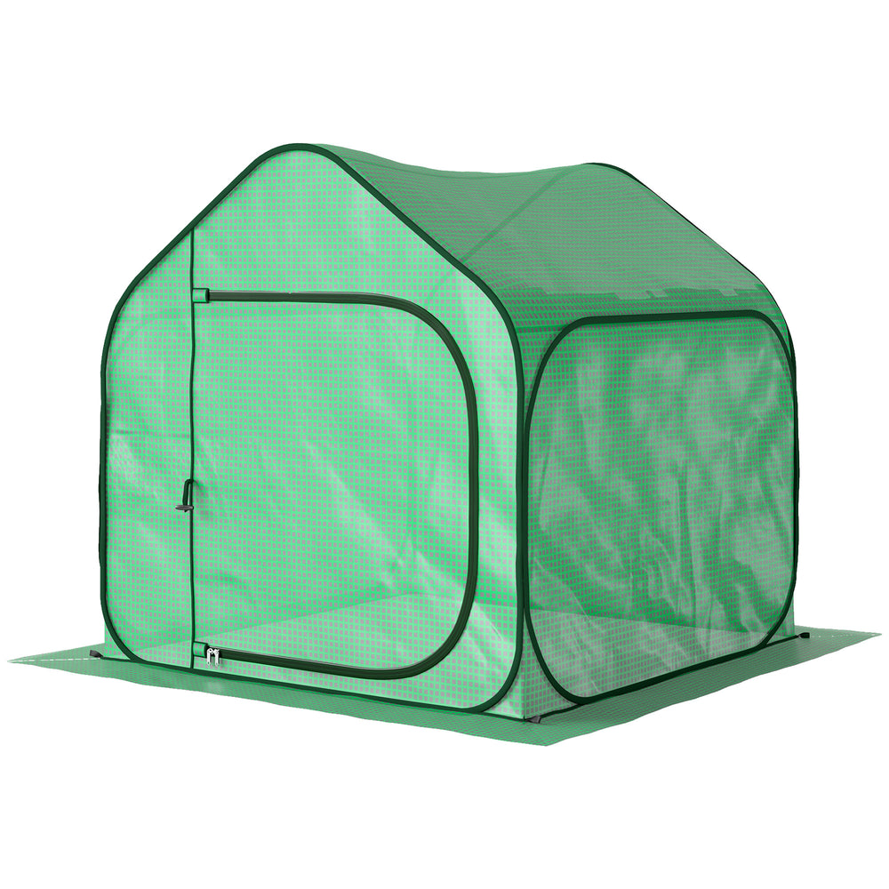 Mini serre pop-up, petite serre de jardin pour légumes, plante, fleurs, avec porte à fermeture éclair, tente d'hivernage en PE, pour intérieur extérieur, 150 x 148 x 148 cm, vert