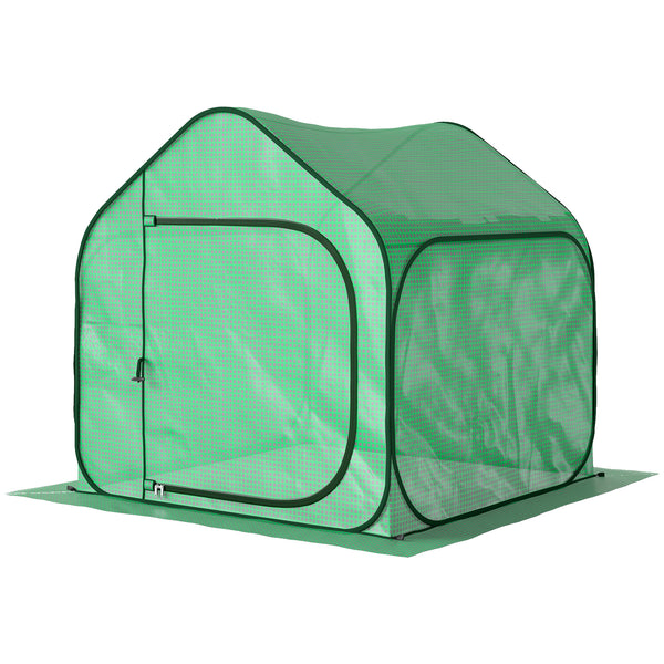 Mini serre pop-up, petite serre de jardin pour légumes, plante, fleurs, avec porte à fermeture éclair, tente d'hivernage en PE, pour intérieur extérieur, 150 x 148 x 148 cm, vert