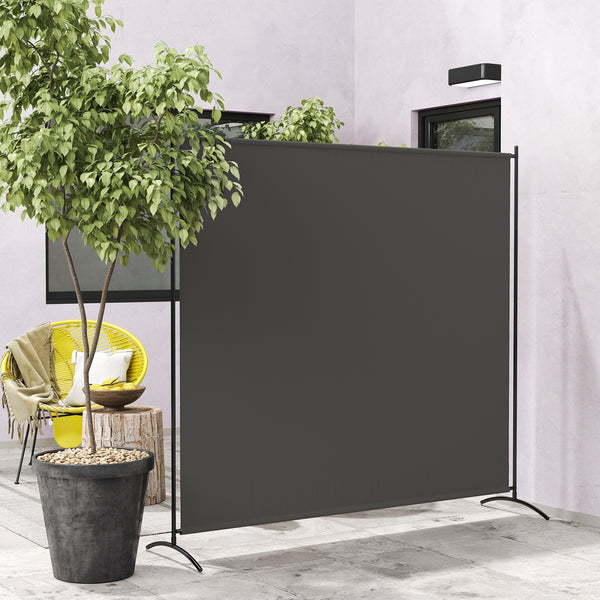 Paravent Extérieur à Panneau Unique, Séparateur de Pièce de 180H cm avec Protection UV30+, Panneau Brise-Vue avec Base Stable pour Intérieur et Extérieur, Gris Foncé