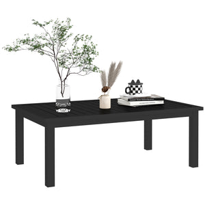 Table basse rectangulaire table de jardin plateau à lattes pour intérieur/extérieur en aluminium, dim. 100L x 60l x 37H cm, noir