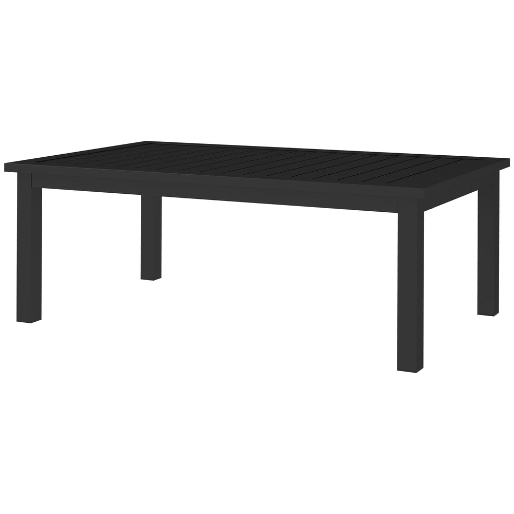 Table basse rectangulaire table de jardin plateau à lattes pour intérieur/extérieur en aluminium, dim. 100L x 60l x 37H cm, noir