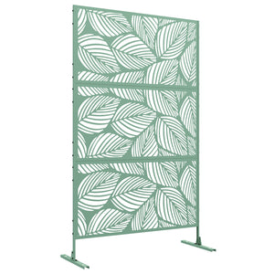 Panneau brise vue décoratif paravent extérieur vert à motif végétal en acier - 122 x 45 x 198 cm, vert
