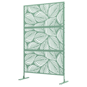 Panneau brise vue décoratif paravent extérieur vert à motif végétal en acier - 122 x 45 x 198 cm, vert