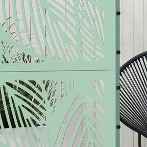 Panneau brise vue décoratif paravent extérieur vert à motif végétal en acier - 122 x 45 x 198 cm, vert