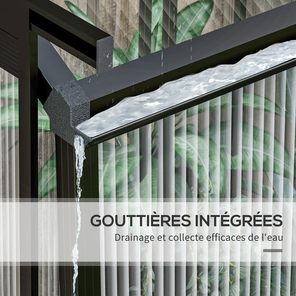 Serre adossée, serre de jardin polycarbonate, avec porte coulissante, évent de toit à 5 niveaux, avec cadre et fondation en aluminium, noir