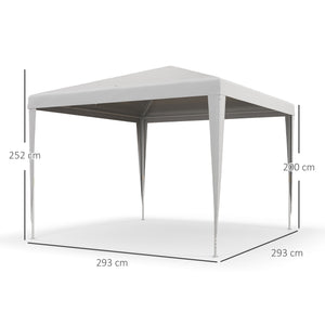 Tonnelle de jardin 3 x 3 m, barnum tente de réception Structure en acier, tissu PE résistant aux UV, pour fêtes et mariages, blanc