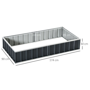 Carré Potager de Jardin 174 x 90 x 30 cm - modulable, Montage sans Outils, Gants fournis - tôle d'acier ondulée Anthracite